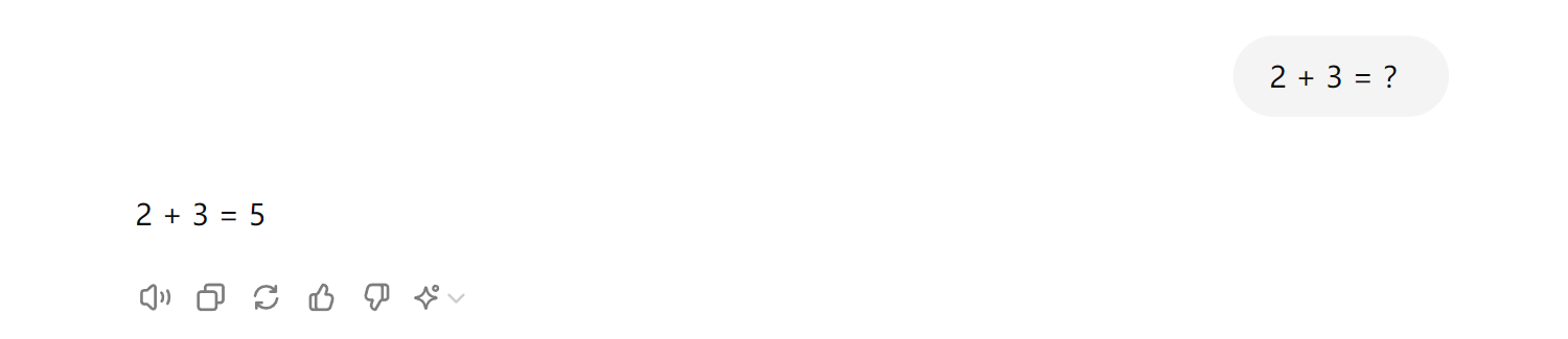 询问 AI「2+3=？」，AI 能正确回答出 5