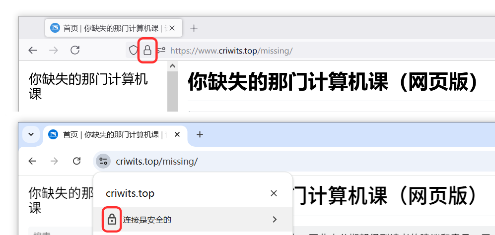 浏览器地址栏的挂锁图标