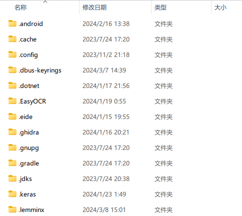 用户文件夹下的 . 开头目录